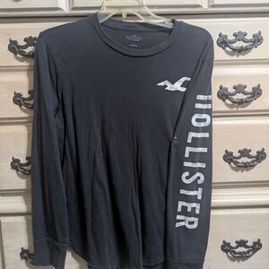 Hollister Black Long-Sleeve Logo Tee with Sleeve Branding